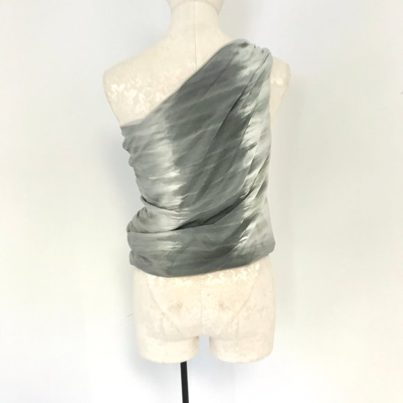 Alice & Olivia XS Silk One Shoulder Grey Ombre Top - Picture 9 of 12